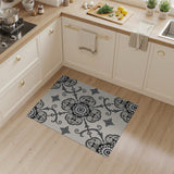 Ornate Black White Floral Vintage Area Rug