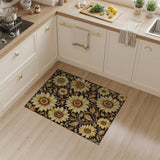 ODIKA Sunflower Floral Washable Area Rug, Low Pile Non-Slip Pet & Kid Friendly Carpet