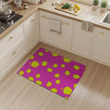Playful Yellow Apples on Hot Pink Fruit Pattern Rug