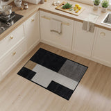 Asymmetrical Geometric Black White Gold Area Rug