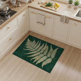 Golden Fern Leaf Emerald Green Area Rug