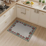 Pink Rose Vine Floral Border Area Rug