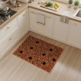 Bold Black Swirls on Vibrant Orange Area Rug