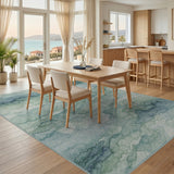 Blue Teal Abstract Cloud Area Rug