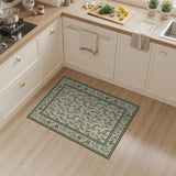 Vintage Floral Cream Rug with Peach Roses