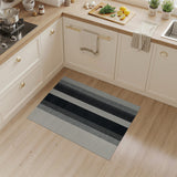 Bold Vertical Striped Black White Woven Rug