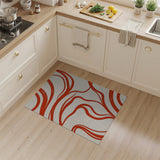 Red Fluid Waves Abstract Area Rug