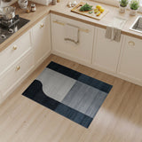 Modern Curved Abstract Black White Area Rug