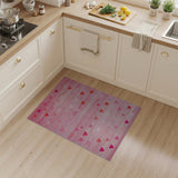 Ombre Pink Hearts Striped Area Rug