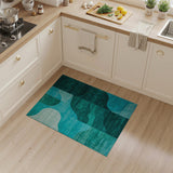 Teal Wave Abstract Area Rug