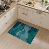 Abstract Teal Wave Blue and Teal Area Rug
