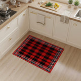 Red Black Buffalo Plaid Area Rug with Ornate Border