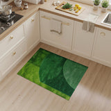 Vibrant Green Shag Rug with Overlapping Circles