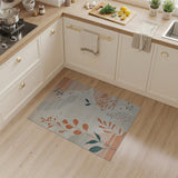 Abstract Orange Teal Botanical Leaf Area Rug