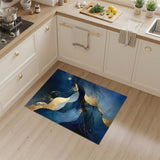 Blue Gold Abstract Wave Area Rug