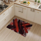 Bold Red Black Abstract Brushstroke Area Rug