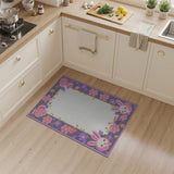 Cute Pink Bunny Flower Border Area Rug