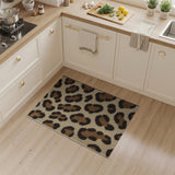 Tufted Leopard Print Area Rug in Cream Brown