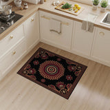 Black Persian Floral Medallion Rug with Maroon Accents