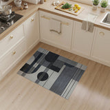 Grey Modern Geometric Abstract Grey Area Rug