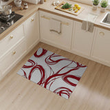 Red Red Abstract Swirl Area Rug