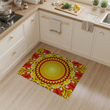 Radiant Sun Mandala Area Rug in Fiery Yellow Red