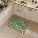 Swirling Green Vines Purple Blue Floral Area Rug