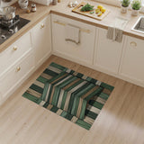 Rustic Green Wood Plank Chevron Rug