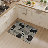 Playful Black Cats Stars Area Rug