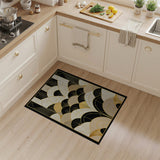 Washable Art Deco Geometric Black and Gold Low Pile Area Rug