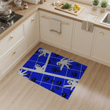 Playful Cartoon Ghosts on Blue Grid Area Rug