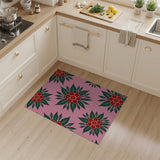 Bold Red Flowers on Vibrant Pink Area Rug