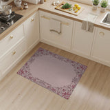 Ornate Blush Pink Floral Border Rug