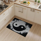 Black and White Cosmic Yin Yang Black White Area Rug