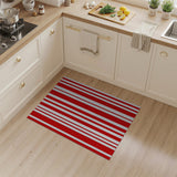 Bold Red White Vertical Striped Area Rug