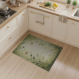 Lush Green Botanical Arch with Butterflies Area Rug