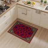 Ornate Red Persian Rug with Navy Paisley Gold Border