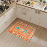 Orange Terracotta Teal Southwestern Geometric Area Rug