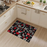 Red Bold Red Black Geometric Abstract Area Rug