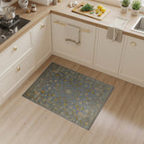Grey Persian Floral Area Rug with Gold Accents