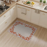 Ornate Red Fleur-de-Lis Scroll Rug