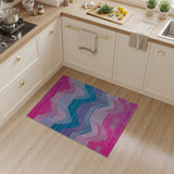 Vibrant Pink Teal Geometric Wave Area Rug