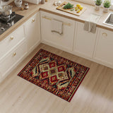 Washable Southwestern Tribal Geometric Area Rug - Red & Black