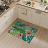 Pink Hibiscus Lush Palm Leaf Area Rug