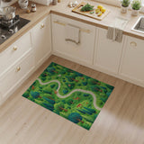 ODIKA Whimsical Forest Animal Path Washable Area Rug - Low Pile & Non-Slip
