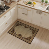 Southwestern Beige Area Rug with Tan Brown Geometric Border
