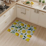 Zesty Lemon Slices Leaves Pattern Area Rug