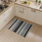 Textured Black White Striped Woven Area Rug