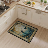 Moonlit Mermaid Flying Fish Teal Rug