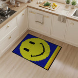 Yellow Smiley Face Pixel Art Rug